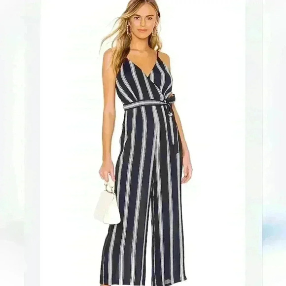 for women Pants - BRAND NEW!!! Womens jumpsuit navy and white stripes size large runs MEDIUM